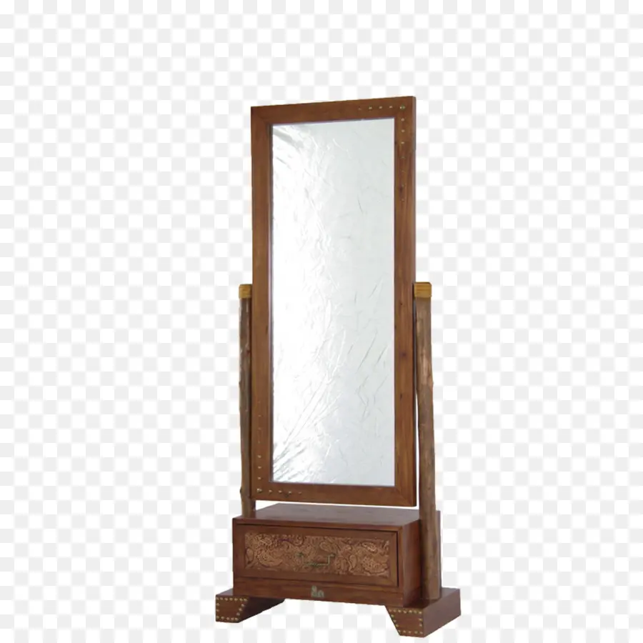 Miroir Sur Pied，Cadre En Bois PNG