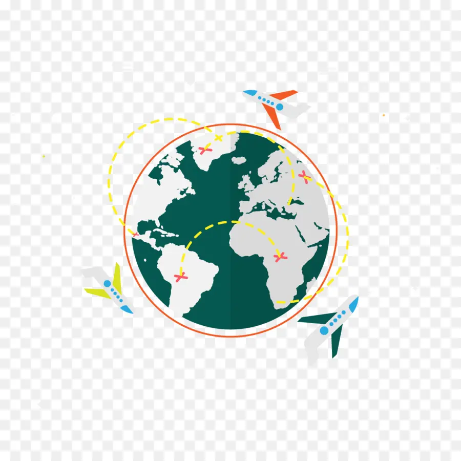 Globe Avec Des Avions，Monde PNG