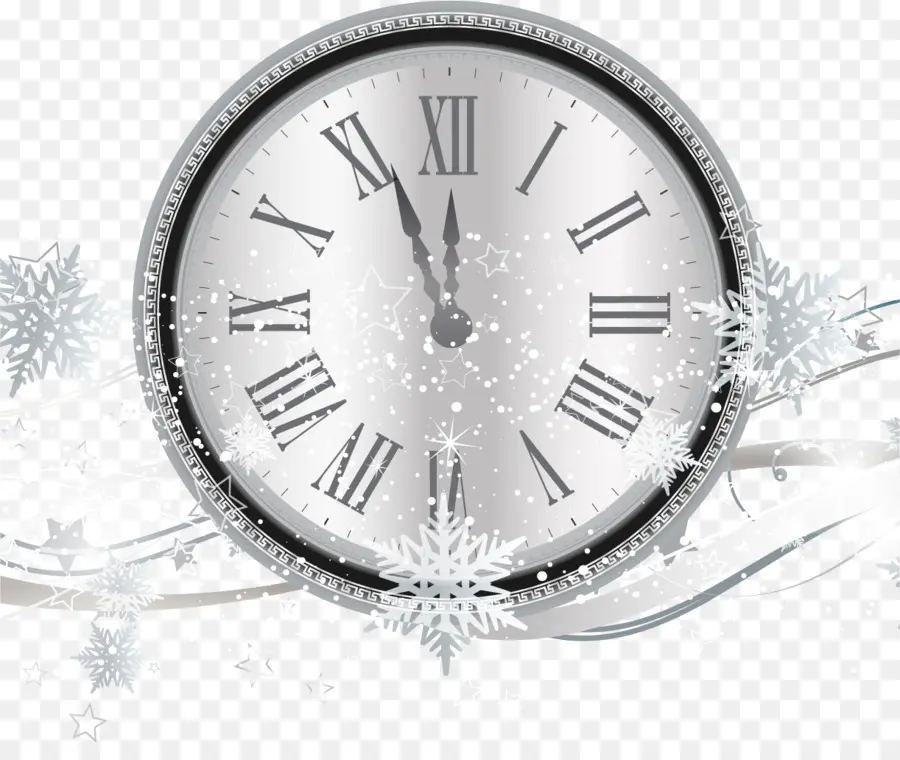 Horloge à Chiffres Romains，Flocons De Neige PNG