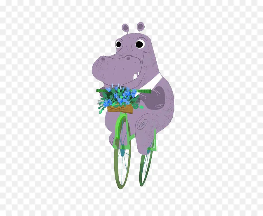 Hippopotame à Vélo，Animal PNG