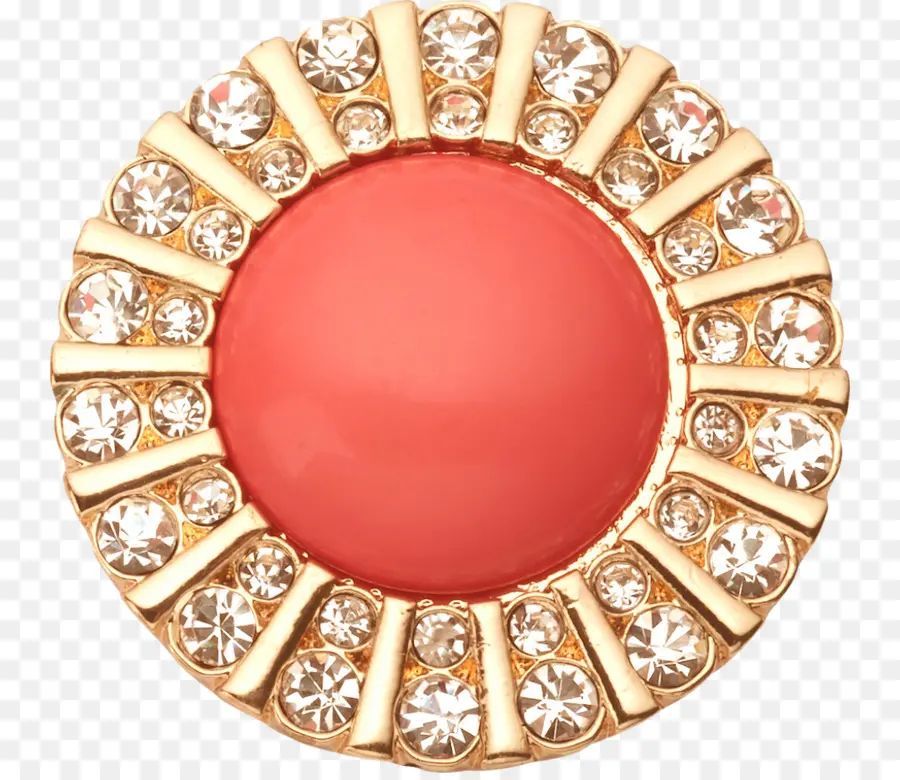 Broche Gemme Rouge，Monture Or PNG