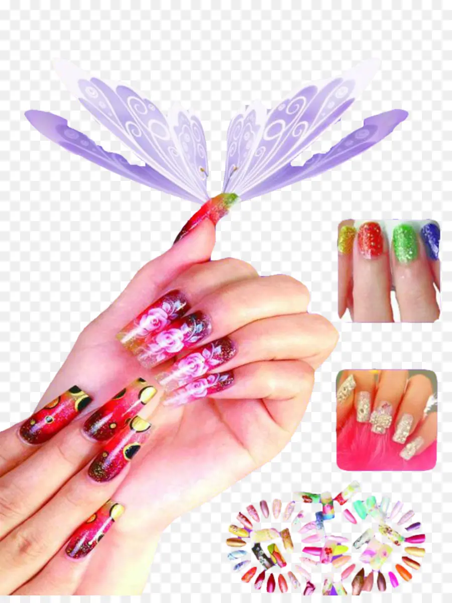 Ongles Colorés，Mains PNG