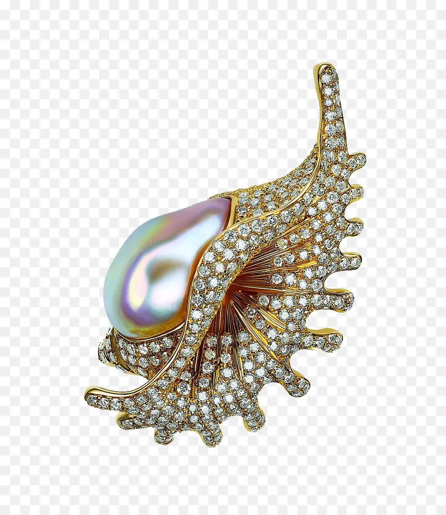 Broche Or Et Perle，Or PNG