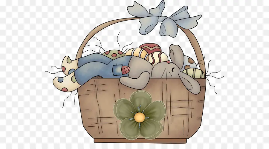 Lapin En Peluche Dans Un Panier，Pâques PNG