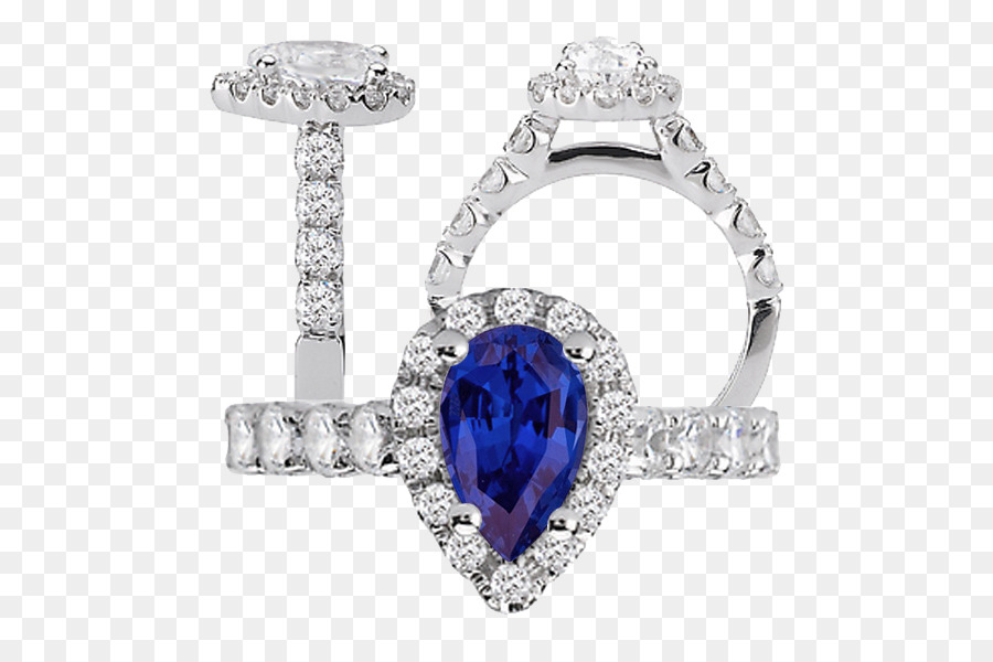 Bague En Forme De Coeur，Gemme Bleue PNG