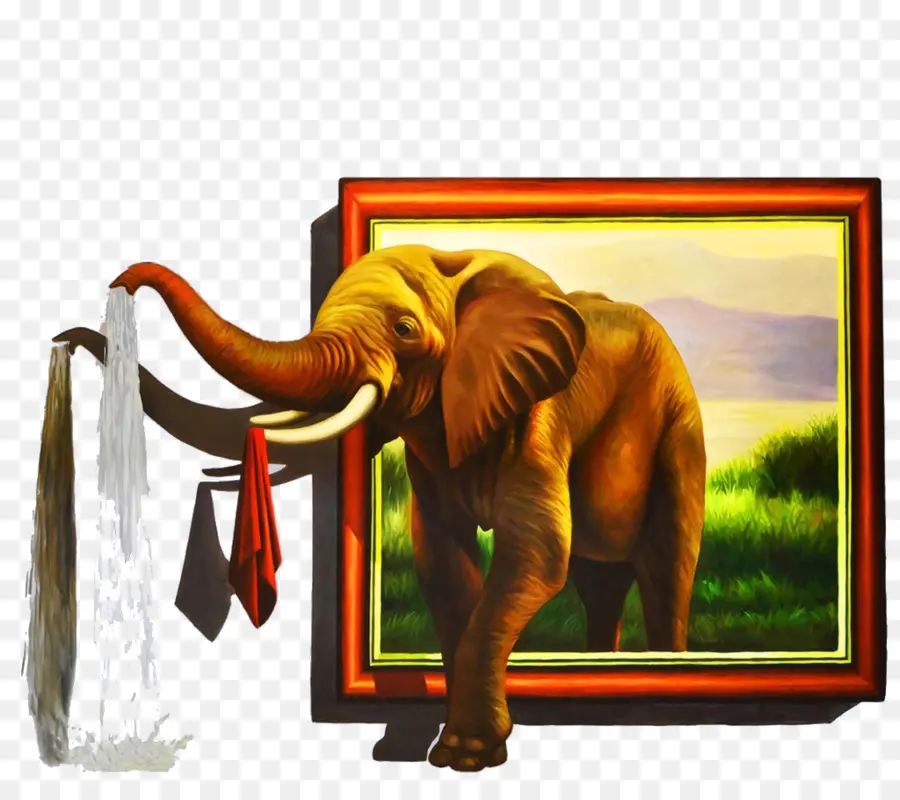 Éléphant Dans Le Cadre，Peinture PNG