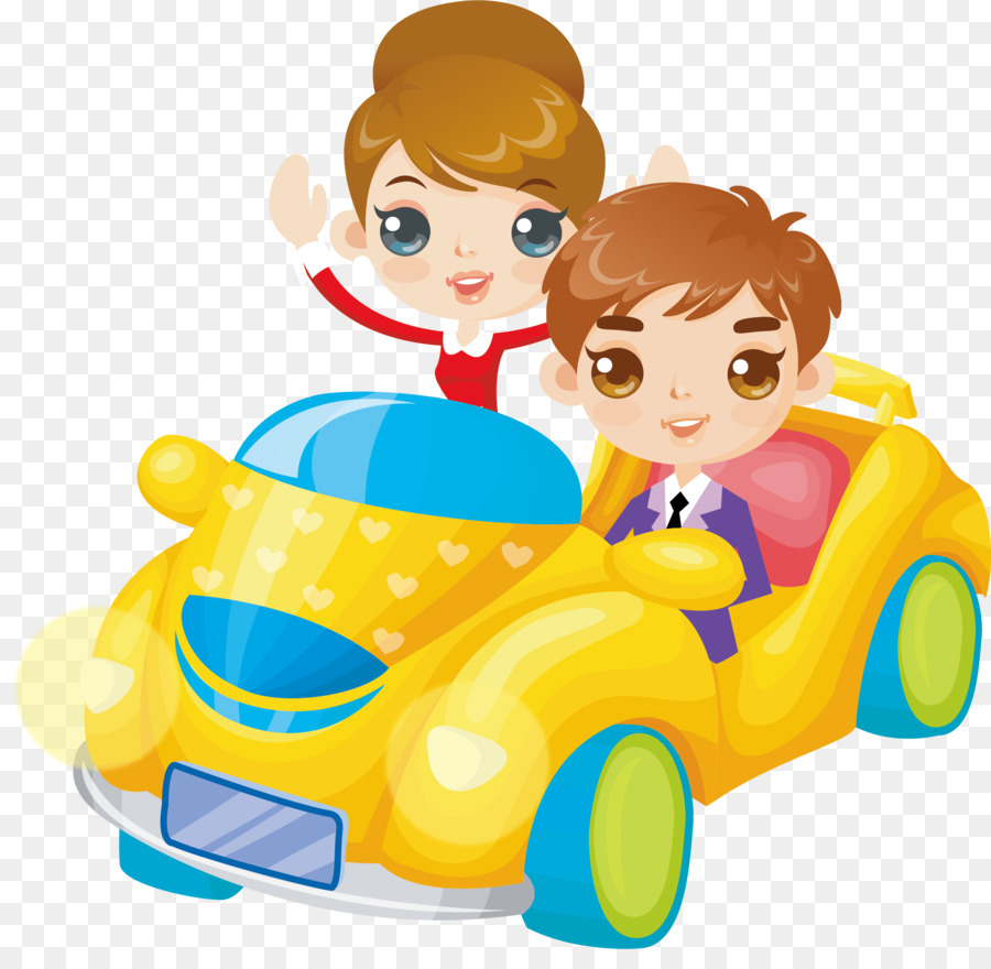 Couple De Dessin Animé En Voiture，Conduite PNG