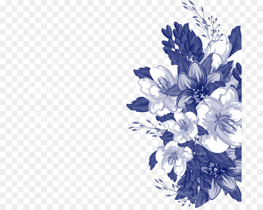 Invitation De Mariage Design Floral Bleu Png Invitation De Mariage Design Floral Bleu Transparentes Png Gratuit