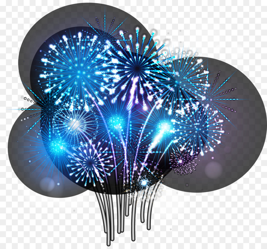 Feux D'artifice，Bleu PNG