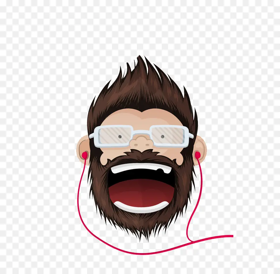 Visage Barbu Avec Des Lunettes，écouteurs PNG