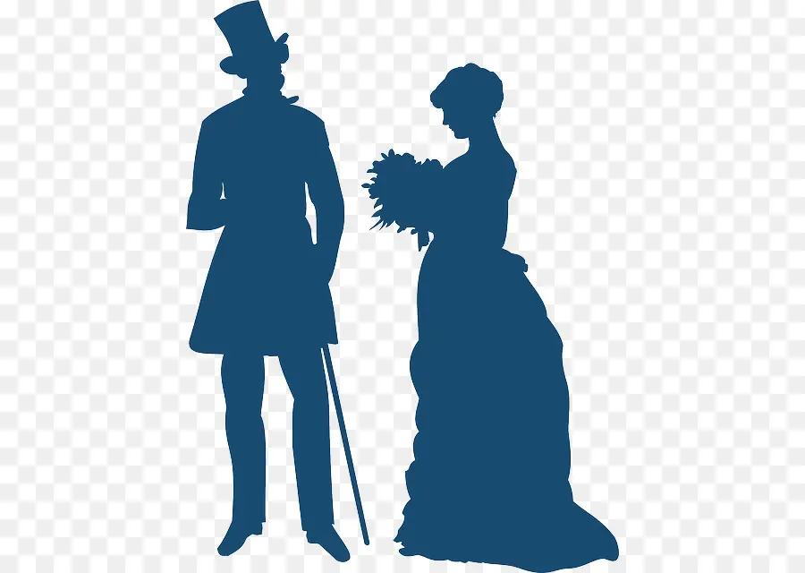 Silhouette Couple，Bleu PNG