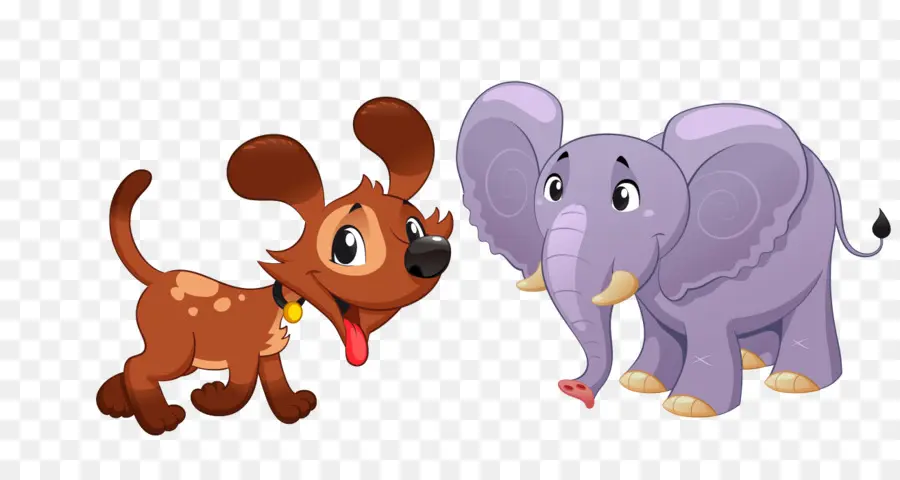 Chien Et éléphant，Dessin Animé PNG