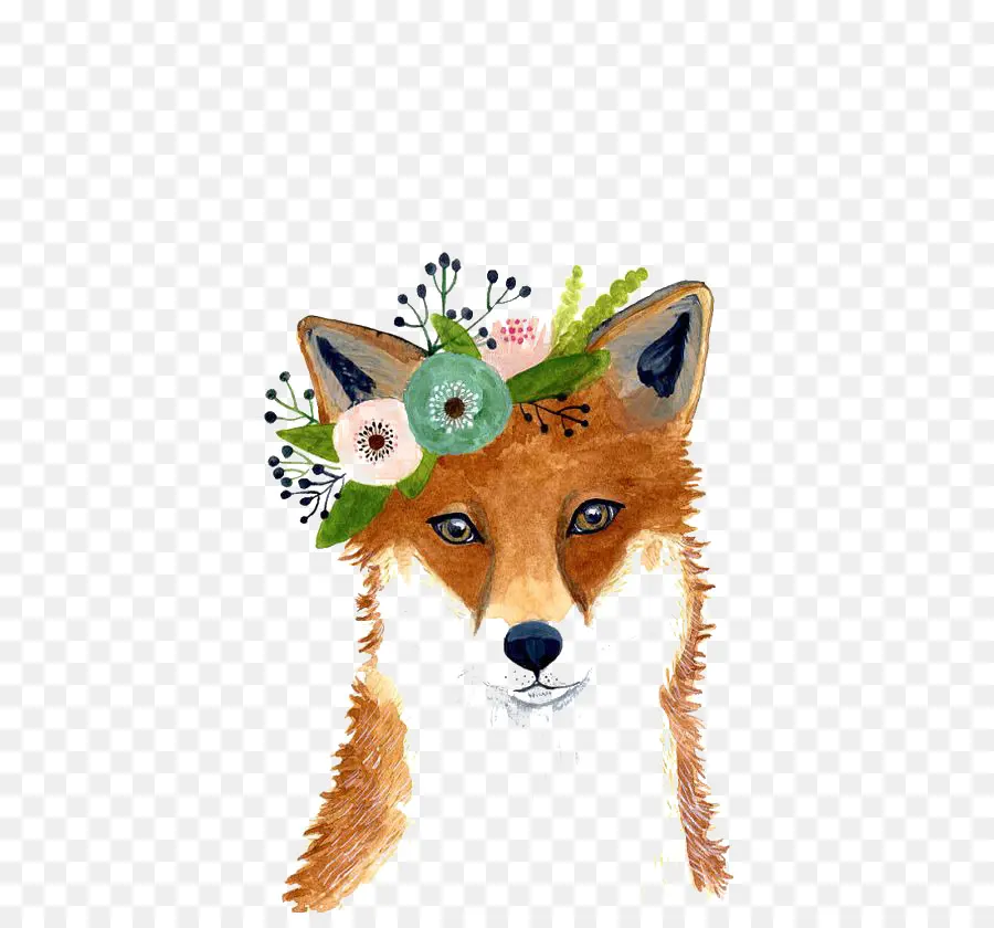 Renard Avec Des Fleurs，Floral PNG