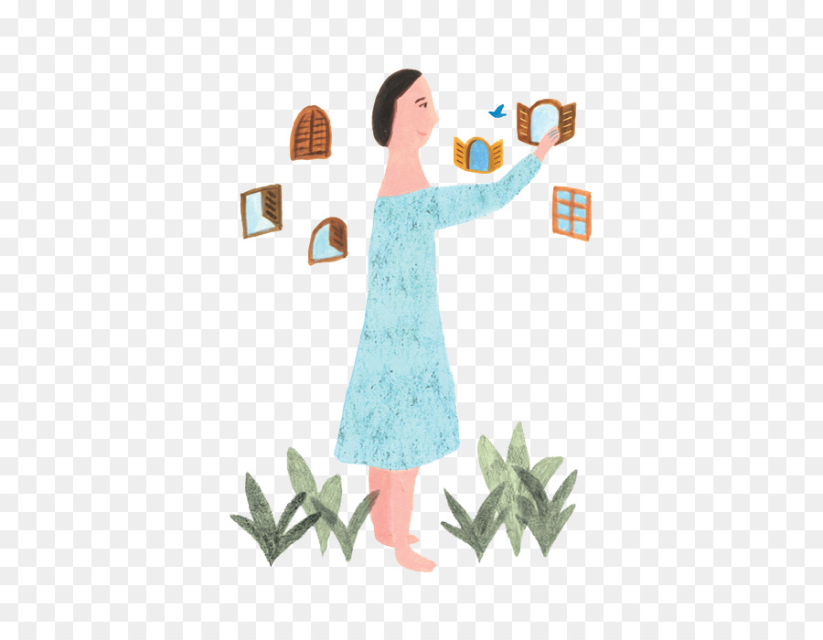 Femme Avec Windows，Illustration PNG