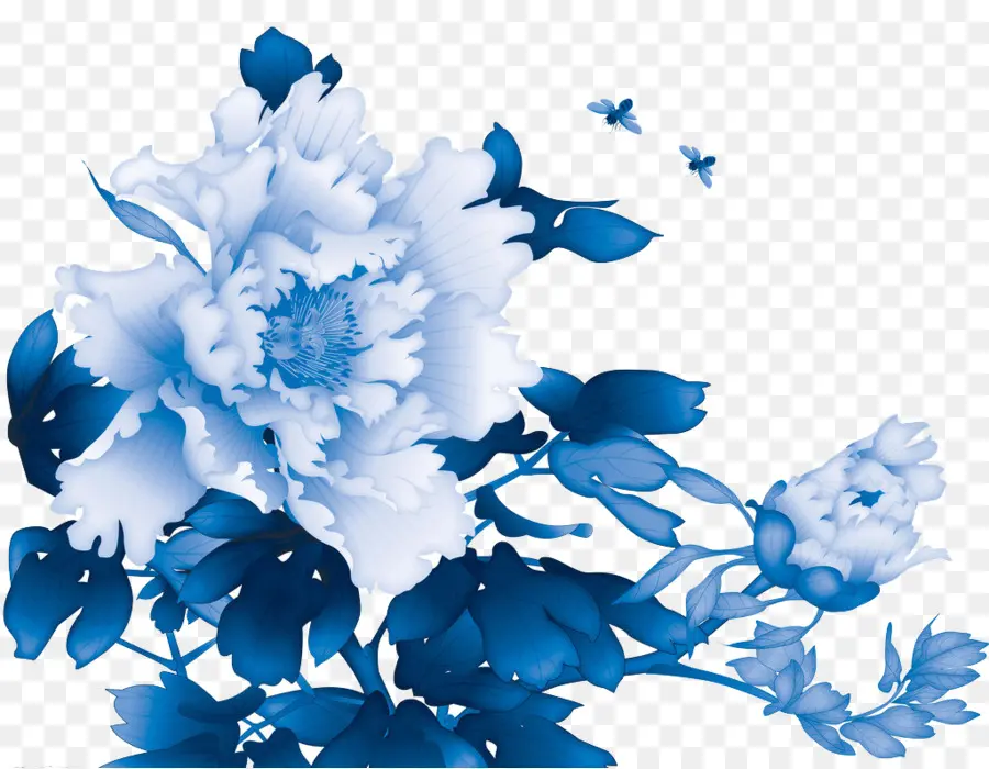 Fleurs Bleues，Floral PNG