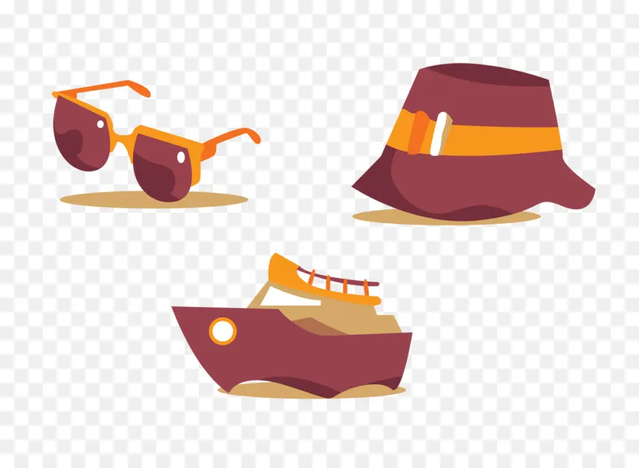 Lunettes De Soleil Chapeau Et Bateau，Protection Solaire PNG