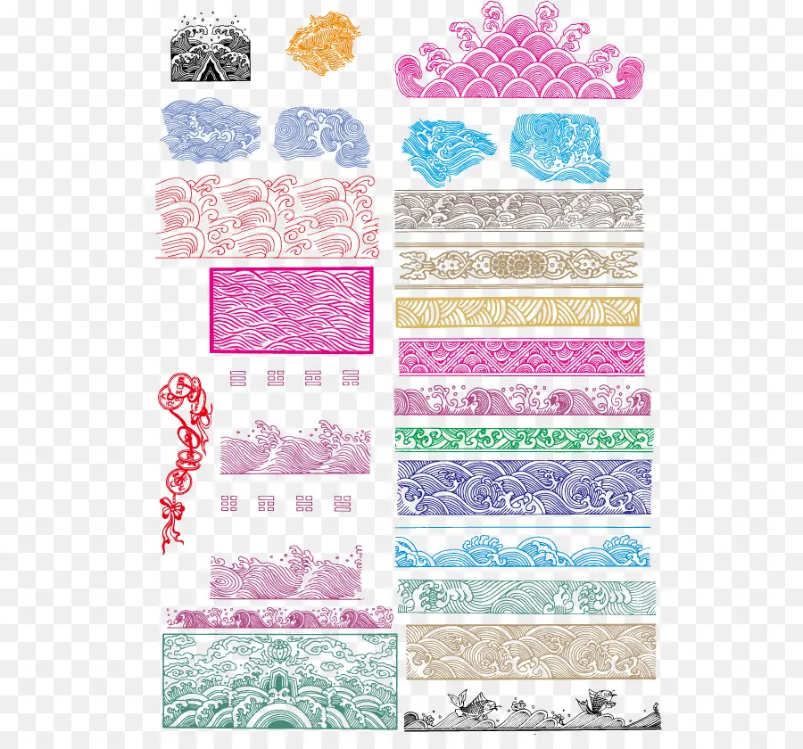 Motifs De Vagues Colorés，Décoratif PNG