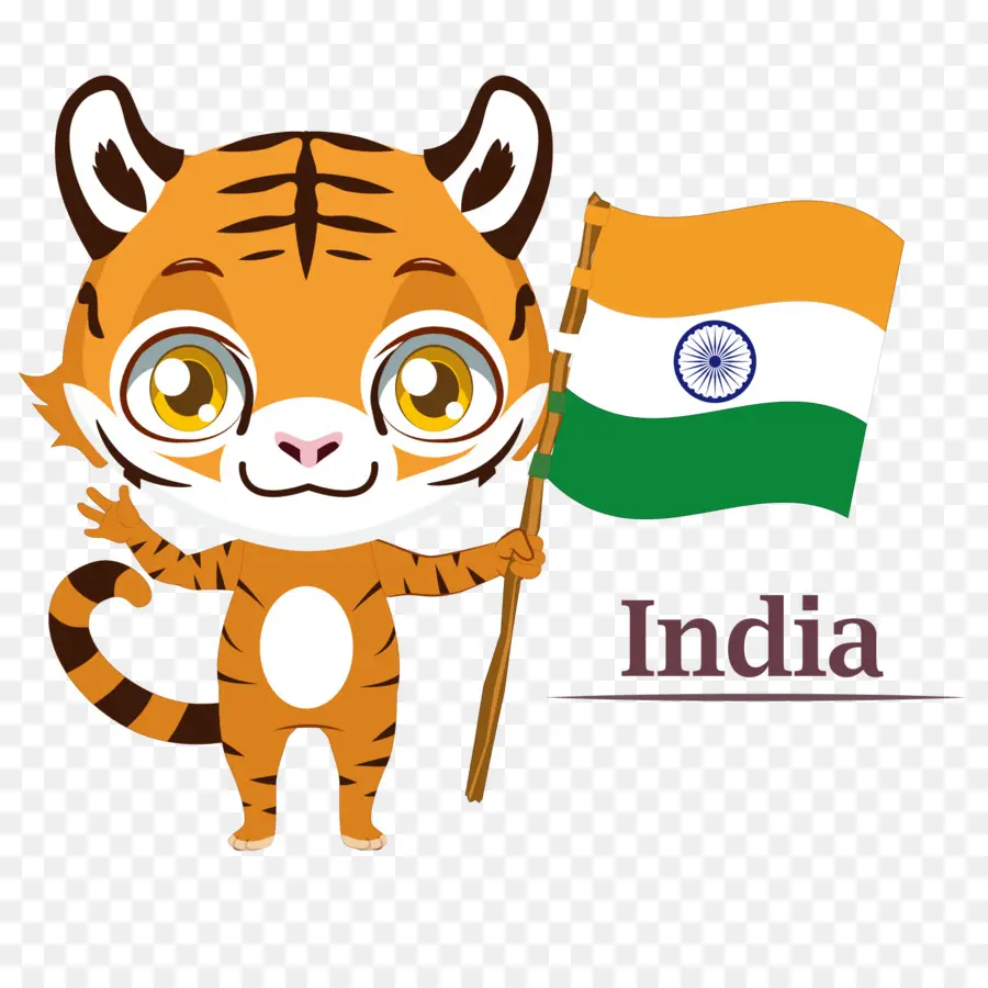 Tigre Avec Drapeau Indien，Animal PNG