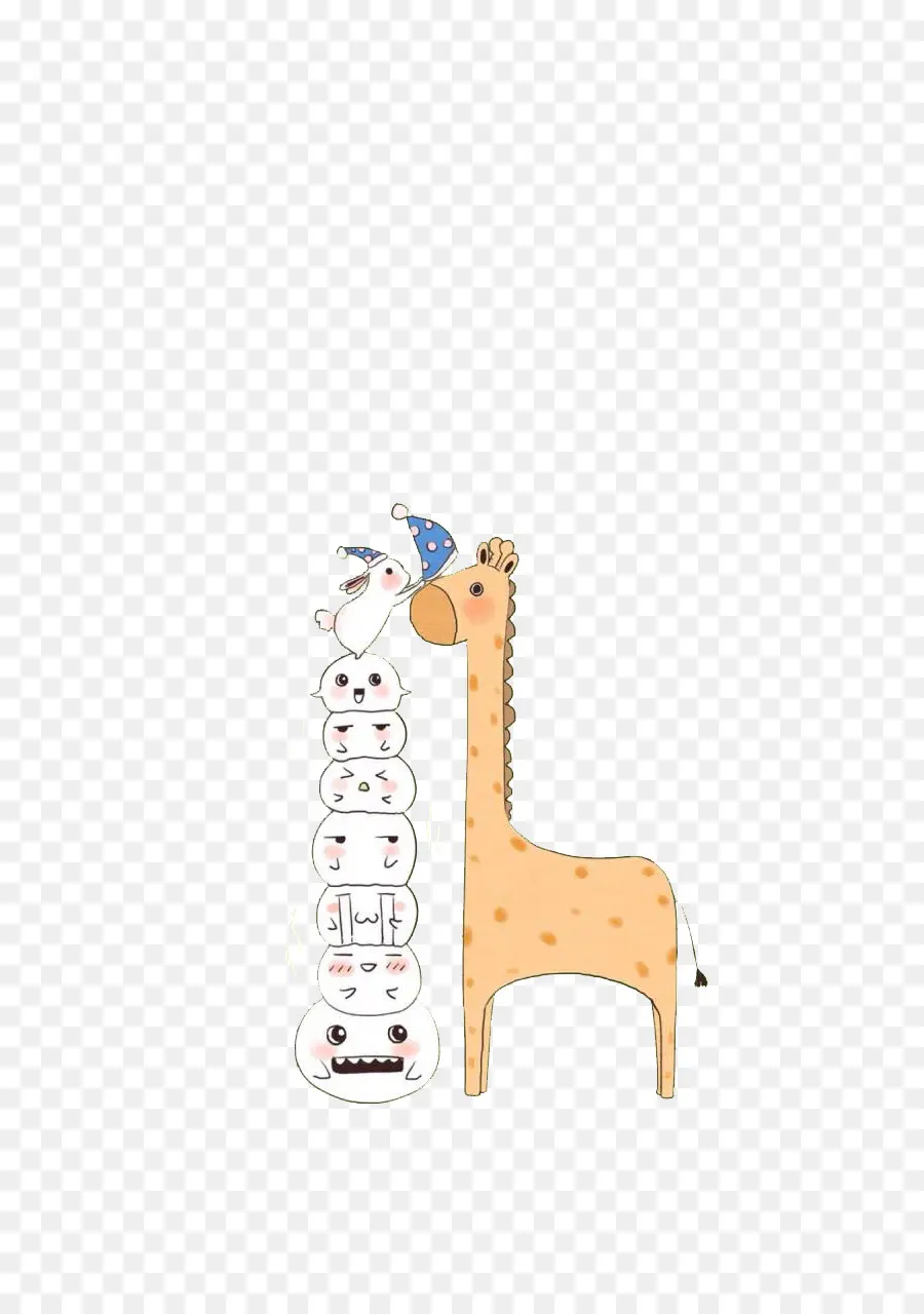 Girafe Et Pile De Visages，Mignon PNG