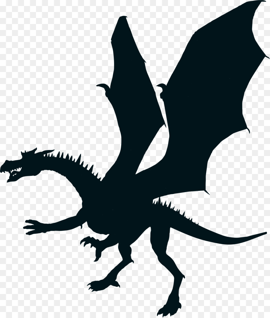 Silhouette De Dragon Noir，Mythique PNG