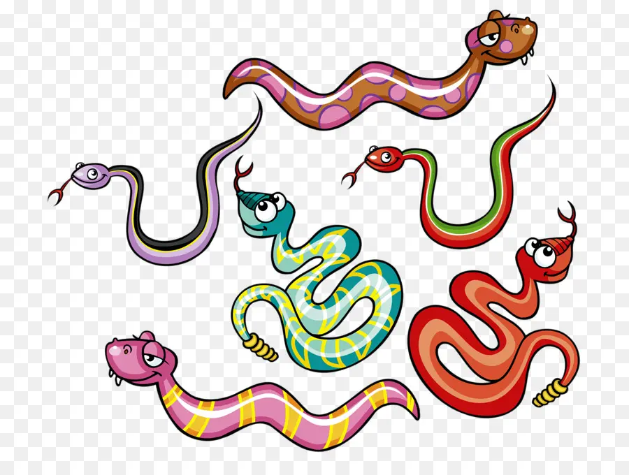 Serpents De Dessin Animé，Coloré PNG