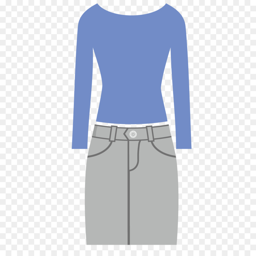 Haut Bleu Et Jupe Grise，Tenue PNG