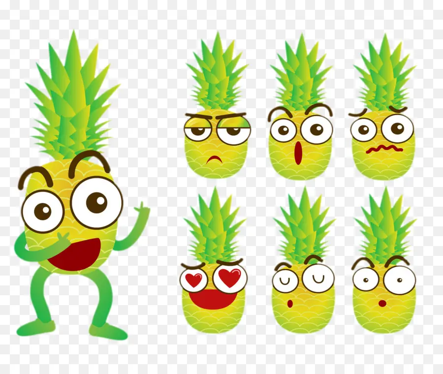 Emojis à L'ananas，Expressions PNG