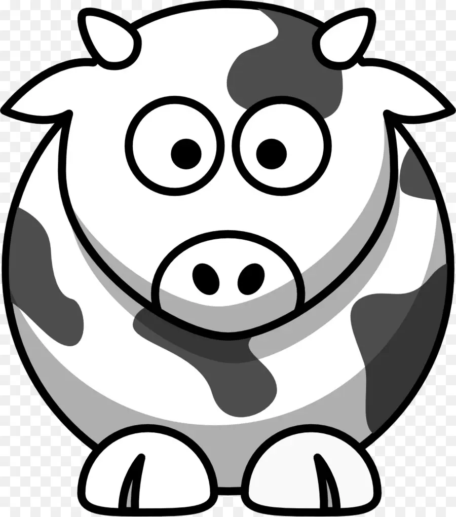 Vache De Dessin Animé，Noir Et Blanc PNG