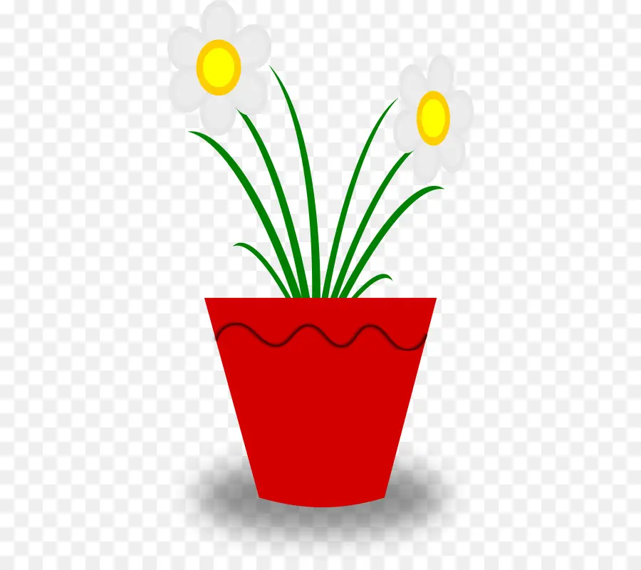 Pot De Fleur Rouge，Fleurs Blanches PNG