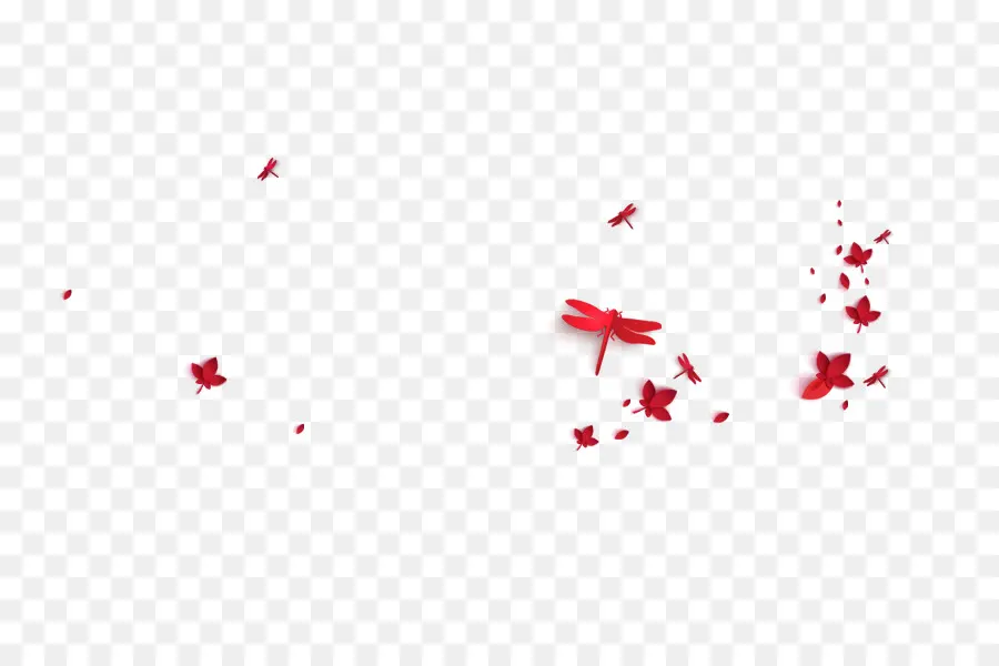 Libellule Rouge，Fleurs PNG