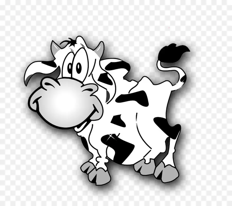 Vache De Dessin Animé，Noir Et Blanc PNG