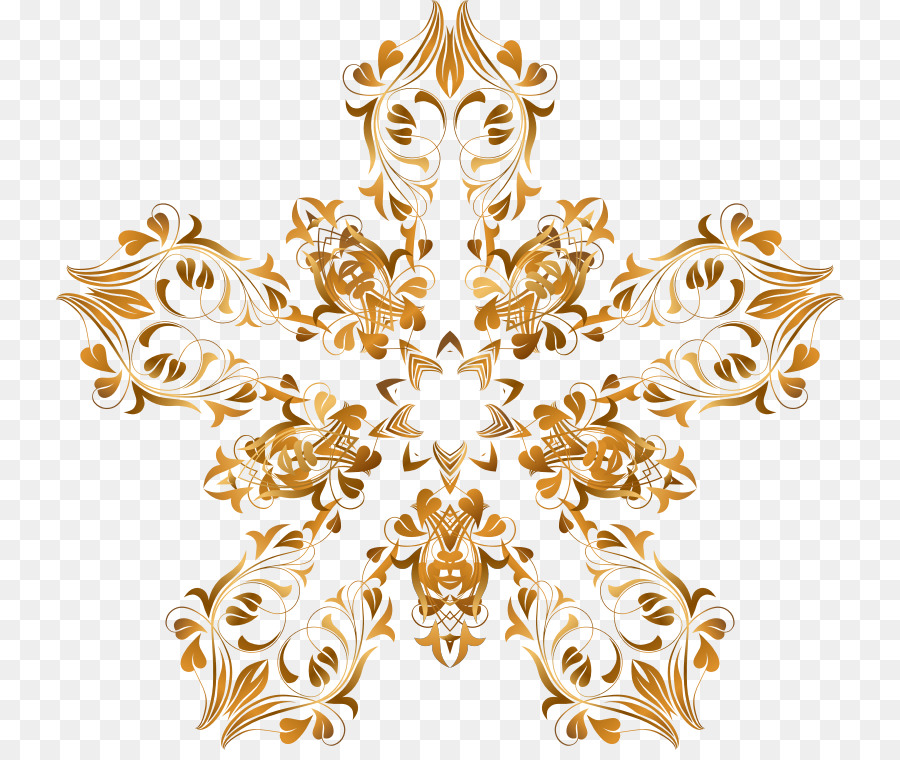 Motif Floral Doré，Orné PNG