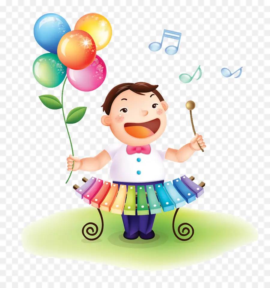 Garçon Avec Xylophone，Des Ballons PNG