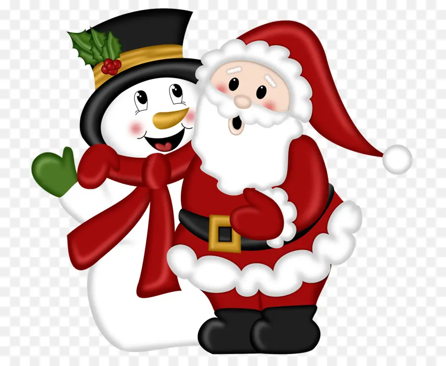 Père Noël Et Bonhomme De Neige，Rouge PNG