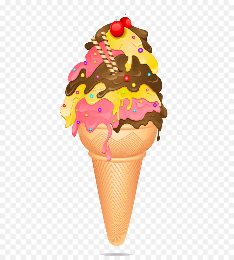 Cornet De Crème Glacée，Dessert PNG