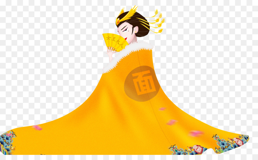 Personnage En Robe Jaune，Ventilateur PNG