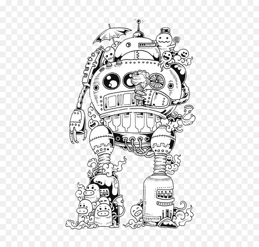 Doodle Invasion Zifflins Coloriage Livre，Imaginorphie PNG