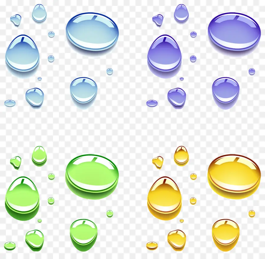 Gouttelettes D'eau Colorées，Bleu PNG