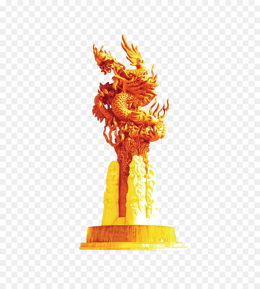 Statue De Dragon Doré，Dragon PNG