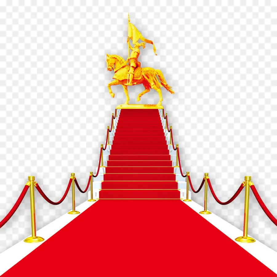 Statue De Cheval Doré，Tapis Rouge PNG