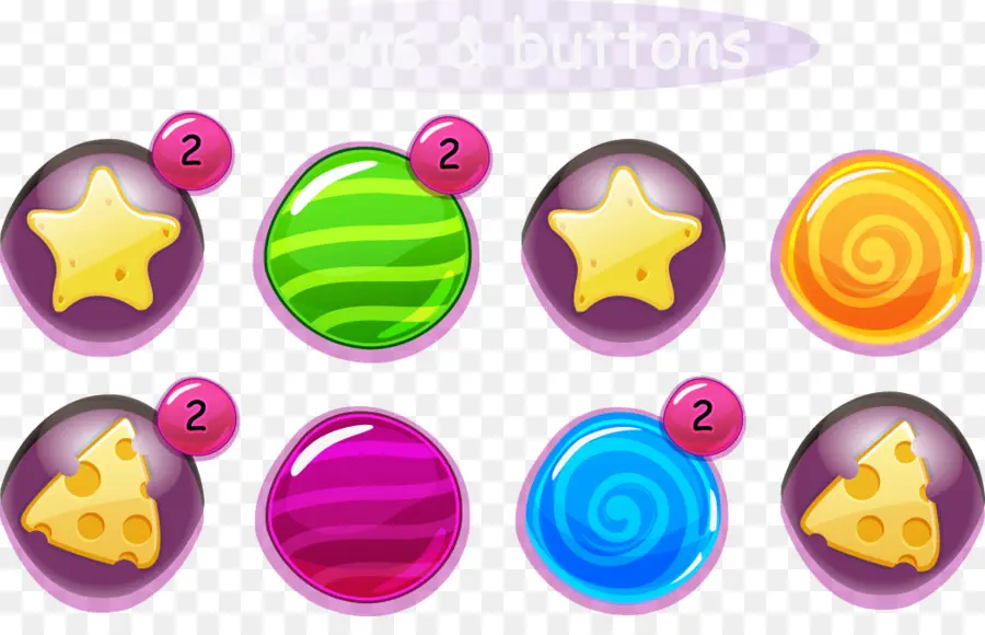 Boutons Colorés，étoile PNG