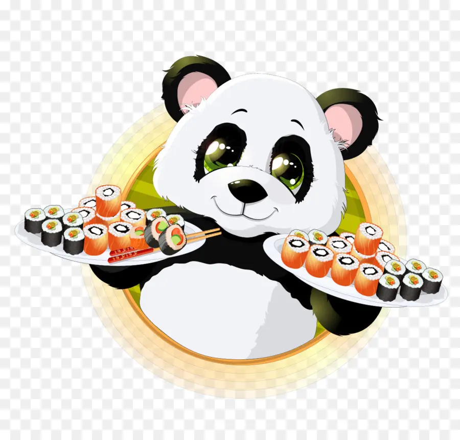 Panda Avec Des Sushis，Nourriture PNG