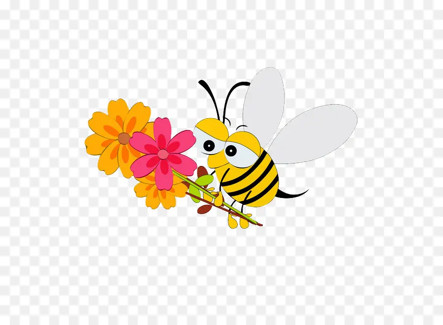 Abeille Avec Des Fleurs，Abeille PNG