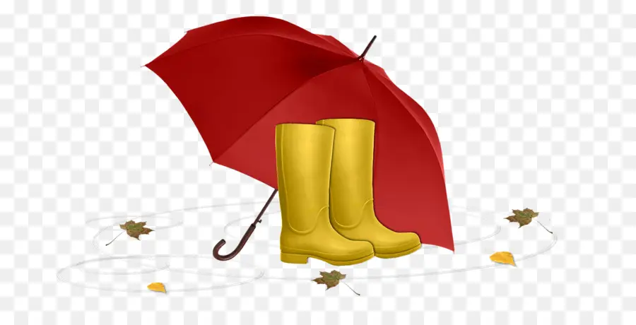 Bottes Jaunes Et Parapluie Rouge，Chaussure PNG