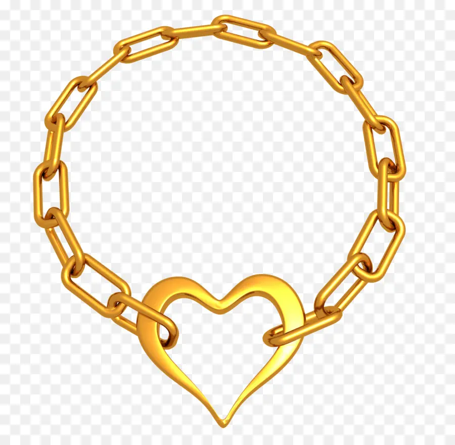 Bracelet Chaîne Coeur，Or PNG