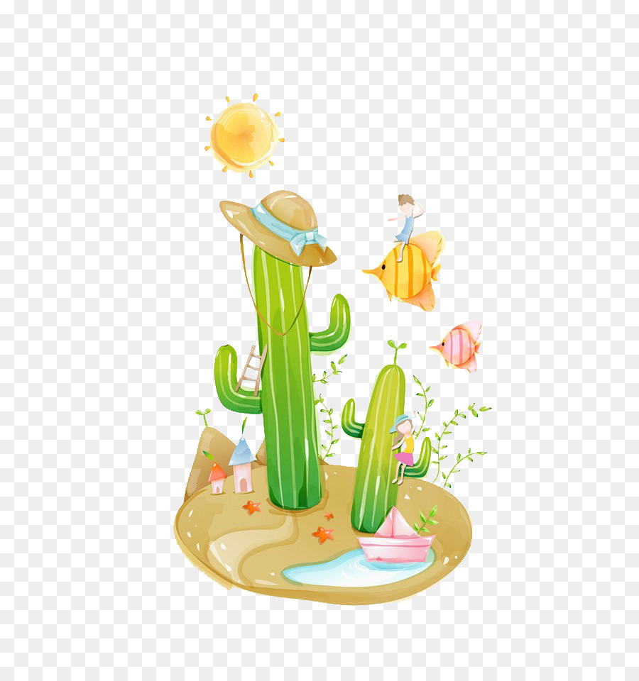 Cactus Avec Chapeau，Désert PNG