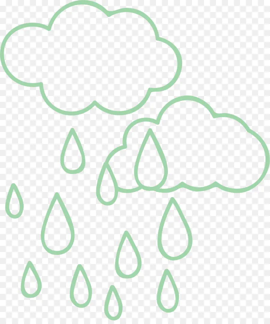 Nuages ​​de Pluie，Contour Vert PNG