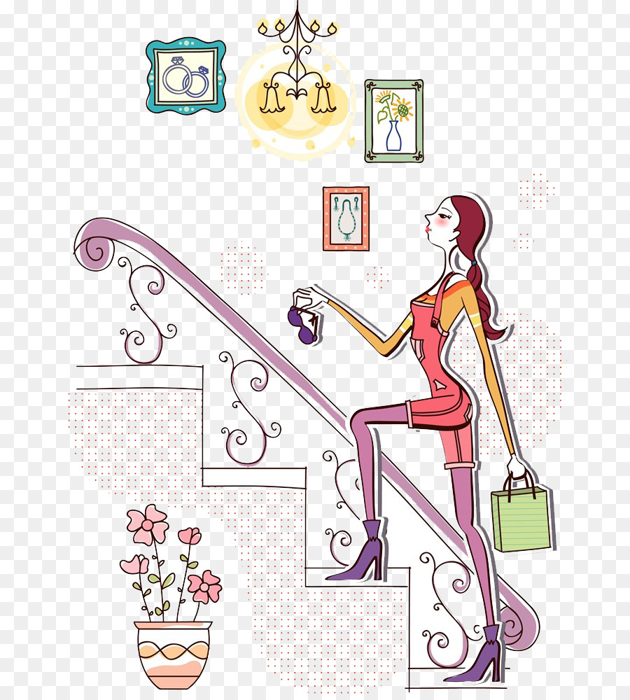 Femme Dans Les Escaliers，Escaliers PNG