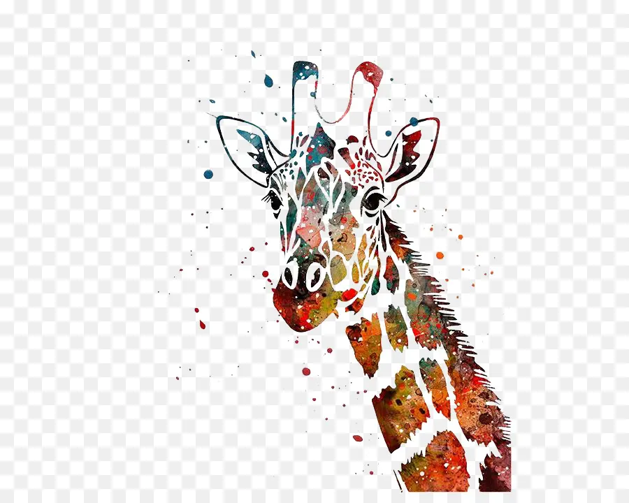 Girafe，Peinture à L Aquarelle PNG