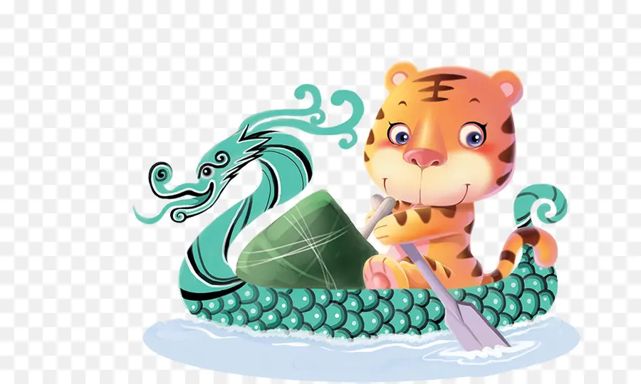 Tigre Dans Un Bateau Dragon，Animal PNG